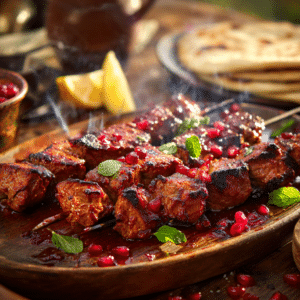 Lamb Kebabs With Fresh Mint And Pomegranate