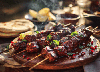 Lamb Kebabs With Fresh Mint And Pomegranate