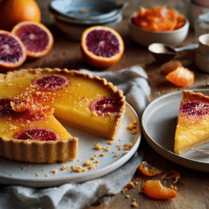Blood Orange Tart With Tonka Bean Curd