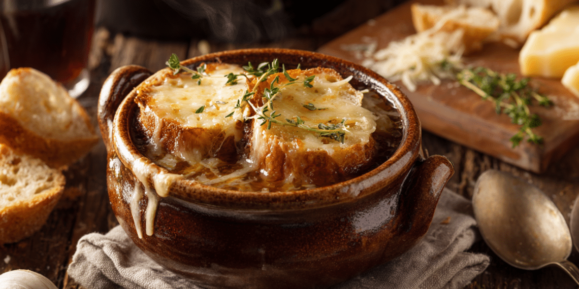 Classic French Onion Soup With Gruyère Croutons - Thefoodiebunch Classic French Onion Soup With Gruyère Croutons