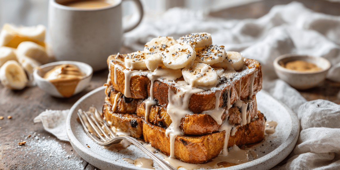 Peanut Butter Raisin French Toast (37G Protein!) - Thefoodiebunch Peanut Butter &Amp; Raisin French Toast