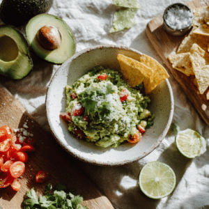 Homemade Guacamole With Plantain Chips