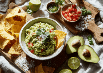 Homemade Guacamole With Plantain Chips
