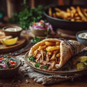 Easy Turkey Shawarma With Fries &Amp; Israeli Salad - Thefoodiebunch Easy Turkey Shawarma
