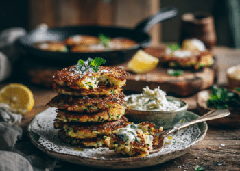 Zucchini Fritters With Tzatziki Sauce