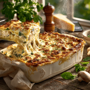 Chicken Alfredo Lasagna (Creamy White Sauce) - Thefoodiebunch Chicken Alfredo Lasagna