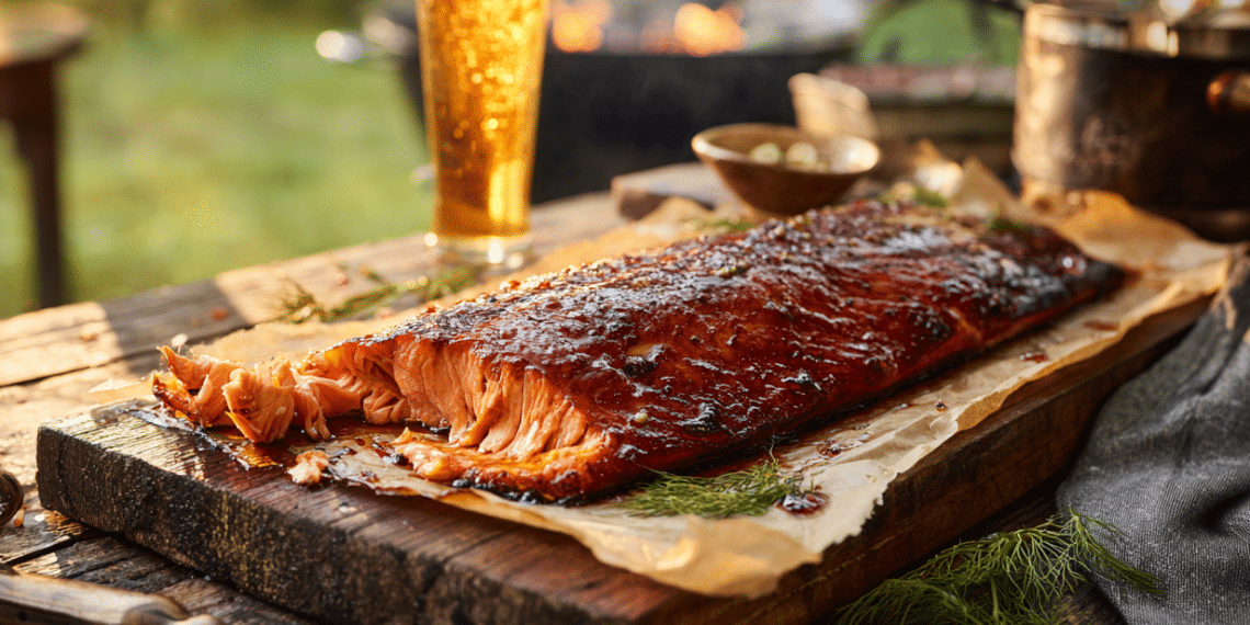 Charcoal Smoked Salmon With Maple Glaze