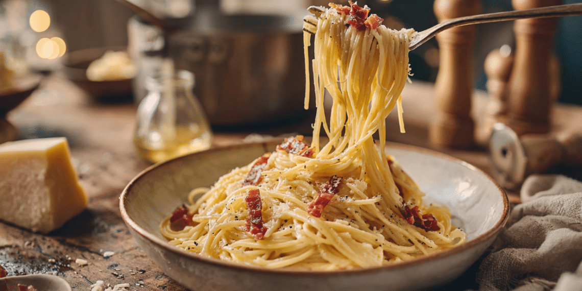 Pasta Carbonara With Prosciutto (Easy Homemade) - Thefoodiebunch Pasta Carbonara