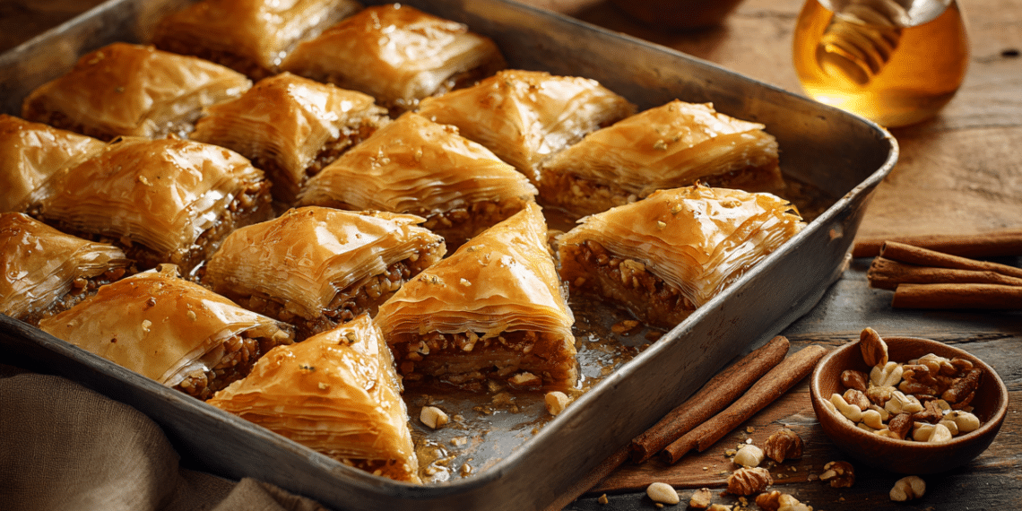 Homemade Nutty Baklava With Honey Syrup