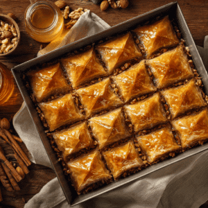Homemade Nutty Baklava With Honey Syrup