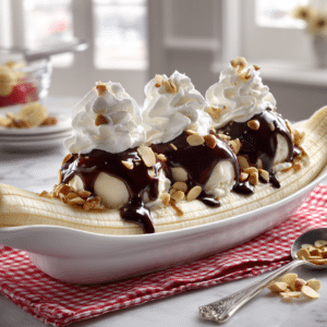 Classic Banana Split With Homemade Hot Fudge Sauce