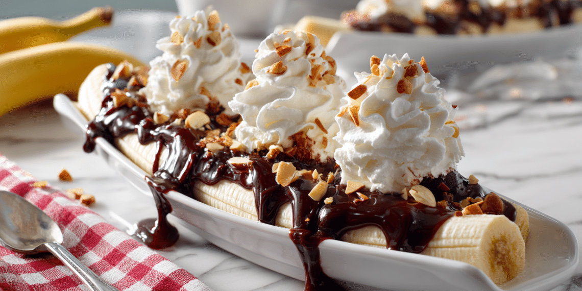 Classic Banana Split With Homemade Hot Fudge Sauce