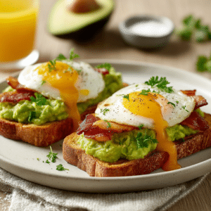 Avocado Toast With Bacon And Fried Egg - Thefoodiebunch Avocado Toast With Bacon And Fried Egg