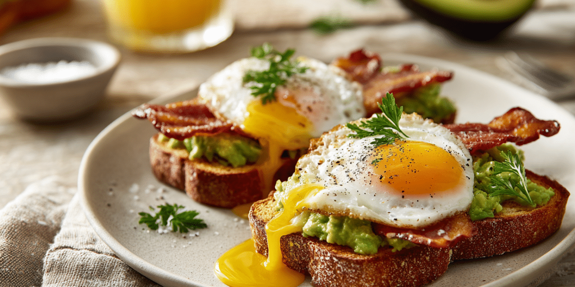 Avocado Toast With Bacon And Fried Egg - Thefoodiebunch Avocado Toast With Bacon And Fried Egg