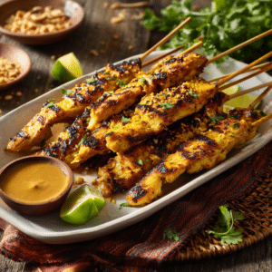 Grilled Chicken Satay With Peanut Dipping Sauce