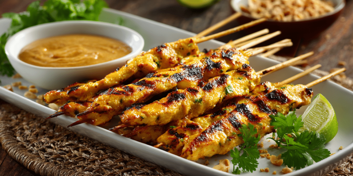 Grilled Chicken Satay With Peanut Dipping Sauce