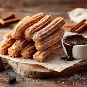 Cinnamon Churros With Chocolate Dipping Sauce