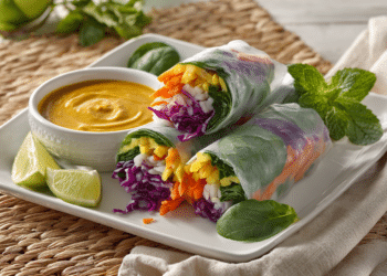 Fresh Vegetable Spring Rolls With Creamy Curry Sauce