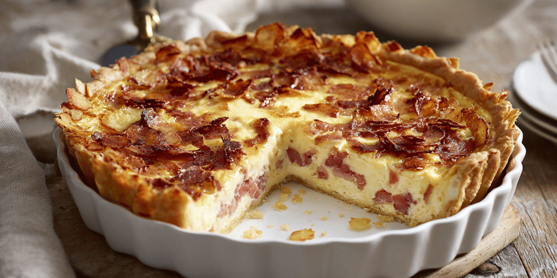 Easy Bacon &Amp; Prosciutto Quiche With Potato Chip Crust Topping