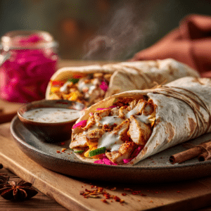 Chicken Shawarma With Garlic Sauce &Amp; Pickled Veg