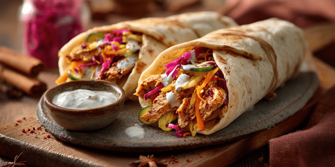 Chicken Shawarma With Garlic Sauce &Amp; Pickled Veg
