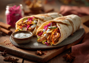 Chicken Shawarma With Garlic Sauce &Amp; Pickled Veg
