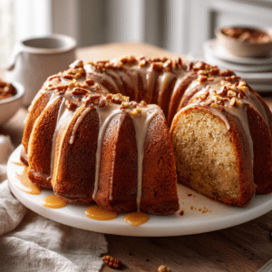 Banana Bread Bundt Cake With Brown Sugar Icing