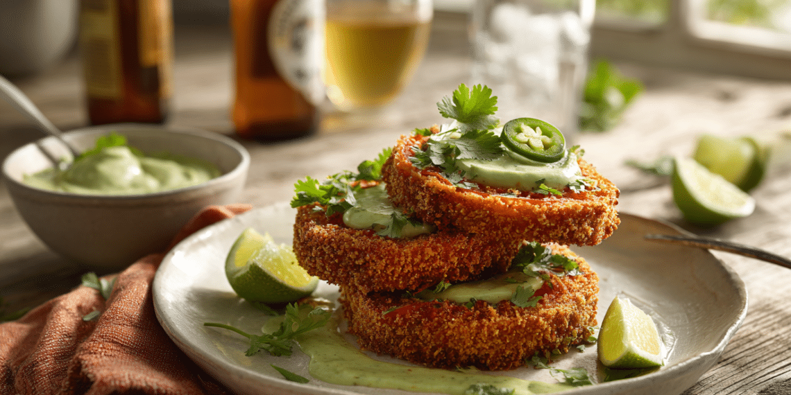 Crispy Baked Tomatoes With Avocado Jalapeño Sauce