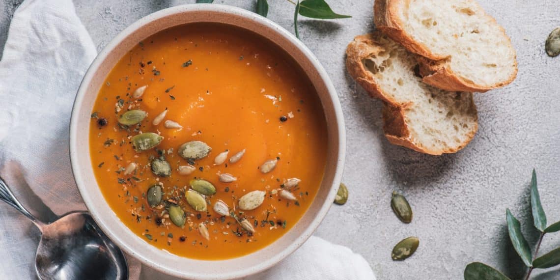 Pumpkin Soup With French Bread