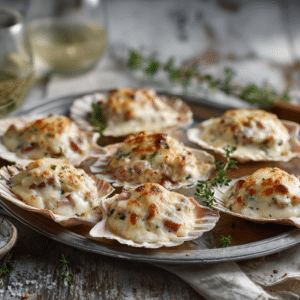 Baked Scallops With Mushrooms And Béchamel Sauce