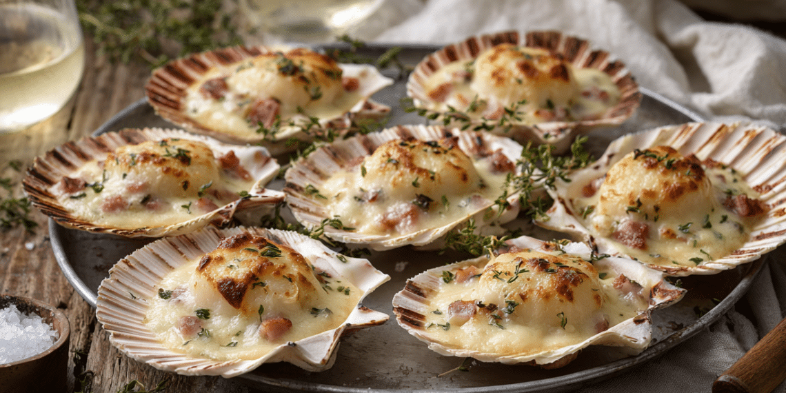Baked Scallops With Mushrooms And Béchamel Sauce