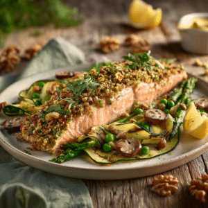 Baked Salmon With Walnut Crust (35 Minutes) - Thefoodiebunch Baked Salmon With Walnut Crust (35 Minutes)