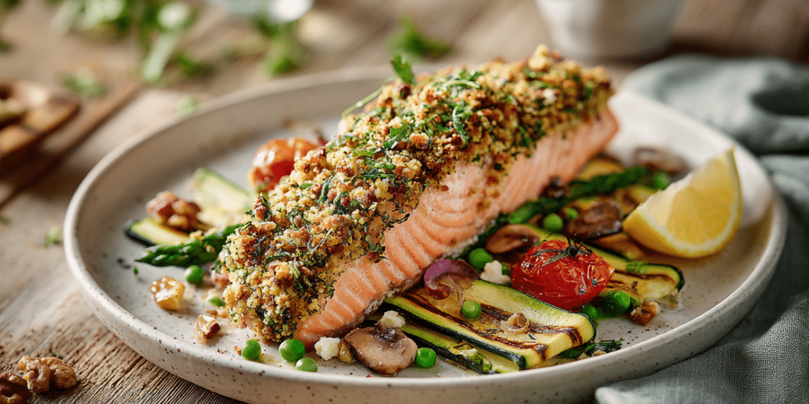 Baked Salmon With Walnut Crust (35 Minutes) - Thefoodiebunch Baked Salmon With Walnut Crust (35 Minutes)