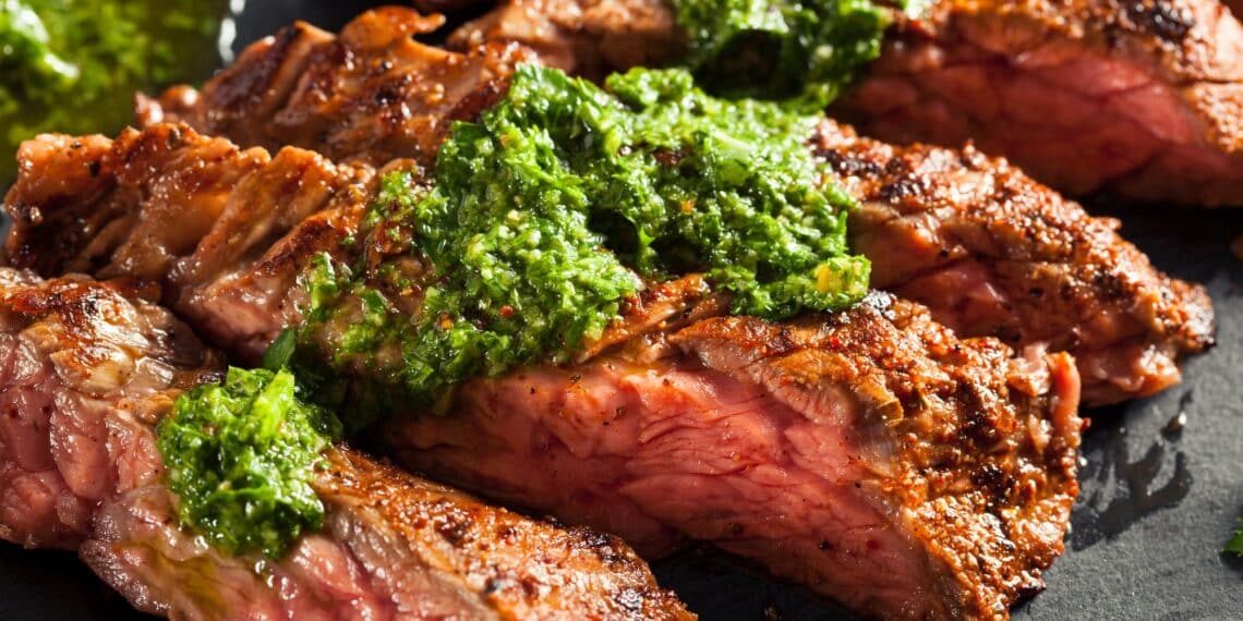 Flank Steak With Chimichurri And Charred Lemon