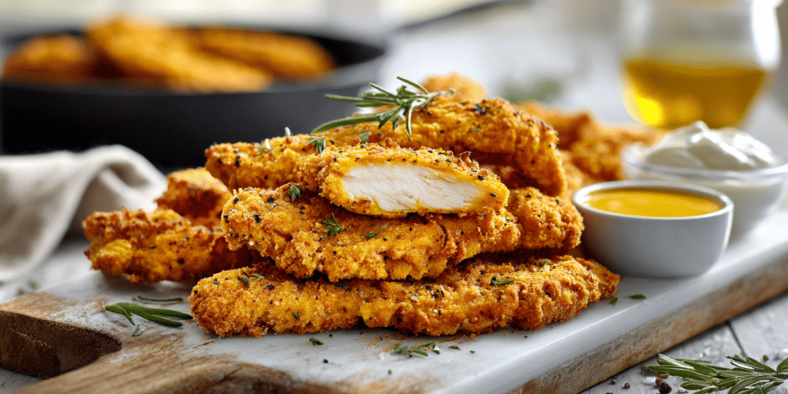 Crispy Chicken Fingers (Gluten-Free, Pan-Fried) - Thefoodiebunch Crispy Chicken Fingers (Gluten-Free, Pan-Fried)