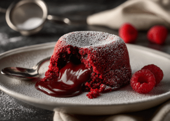 Red Velvet Lava Cake With Molten Chocolate Centre