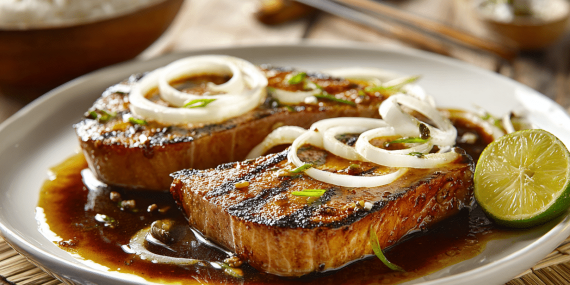 Filipino Tuna Steak In Soy Sauce (Bistek Na Tuna) - Thefoodiebunch Filipino Tuna Steak In Soy Sauce (Bistek Na Tuna)