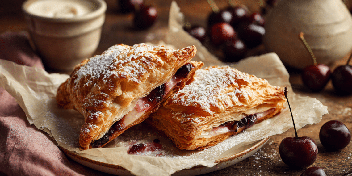 Flaky Cherry Turnovers With Puff Pastry