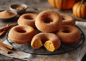 Pumpkin Doughnuts With Cinnamon Sugar Coating