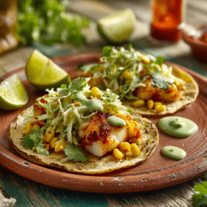 Fish Tacos With Creamy Avocado Slaw
