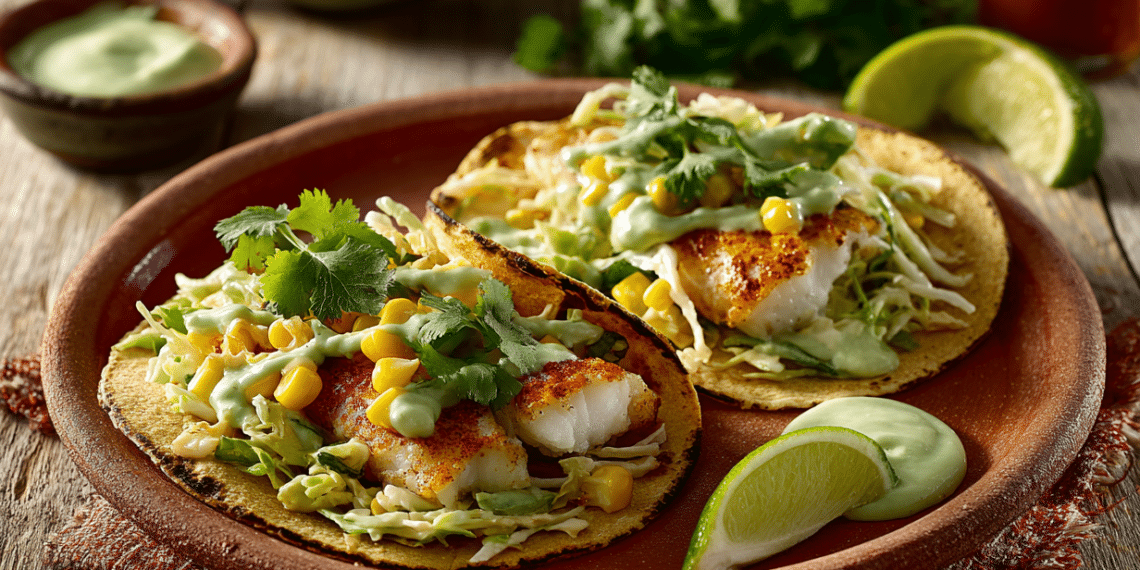 Fish Tacos With Creamy Avocado Slaw