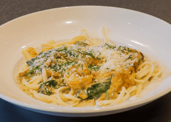 Creamy Shrimp Linguine With Pesto Gouda Cheese