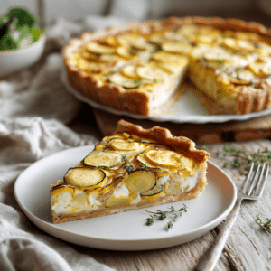 Roasted Summer Squash Quiche With Leeks And Thyme