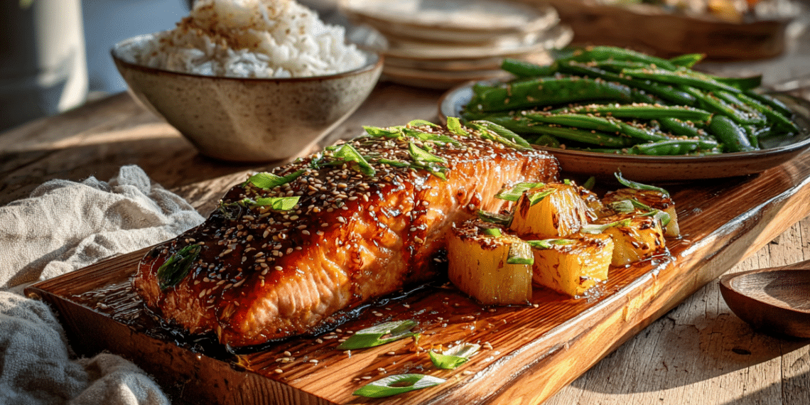 Asian Honey-Glazed Salmon On Cedar Plank