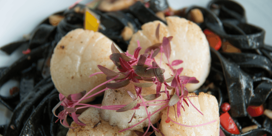Appetizing Squid Ink Pasta With Bay Scallops Recipe