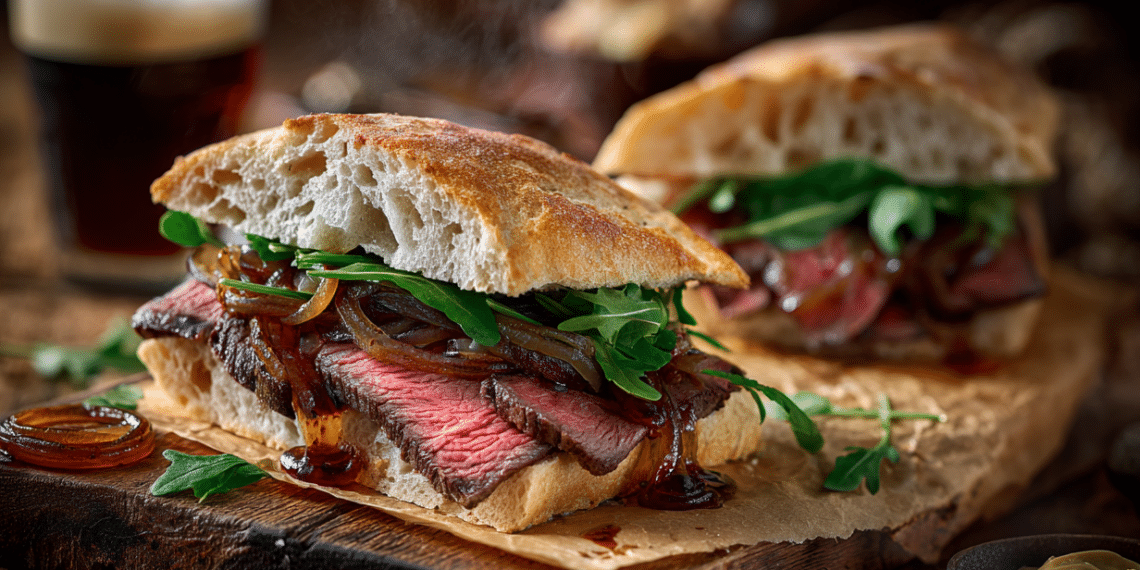 Dripping Steak Sandwich With Caramelised Onions