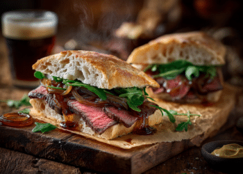 Dripping Steak Sandwich With Caramelised Onions