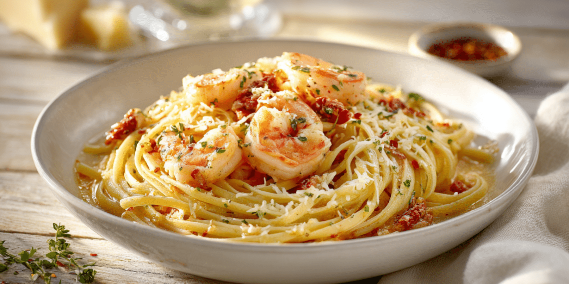 Creamy Shrimp Linguine With Pesto Gouda Cheese - Thefoodiebunch Creamy Shrimp Linguine With Pesto Gouda Cheese