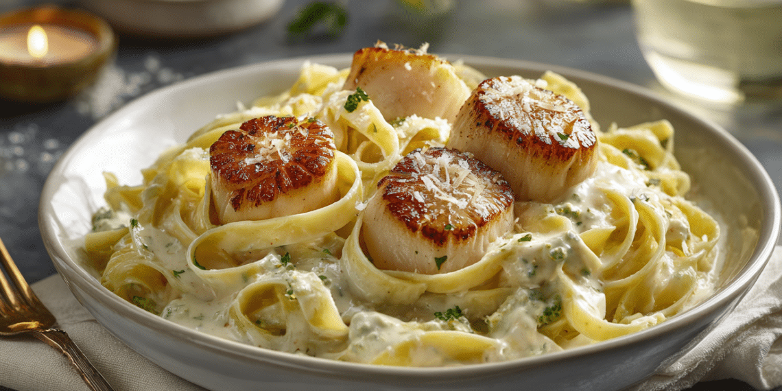Creamy Fettuccine With Seared Scallops