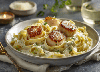 Creamy Fettuccine With Seared Scallops